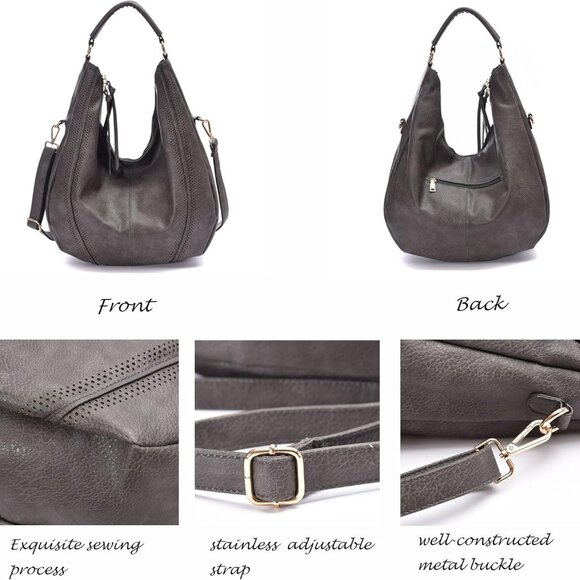 Women Hobo Bags Oversized Leather Handbags PU Crossbody Shoulder Totes Winter St - Picture 4 of 6